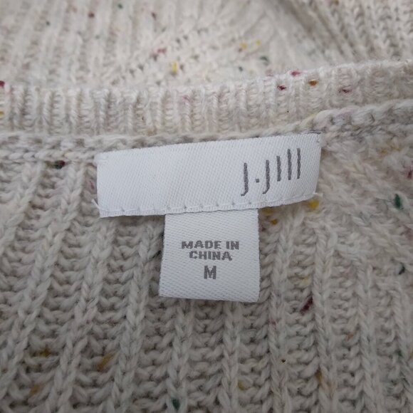 J Jill | Cotton Knit Cream Confetti Tunic Sweater | Size M - Picture 7 of 9